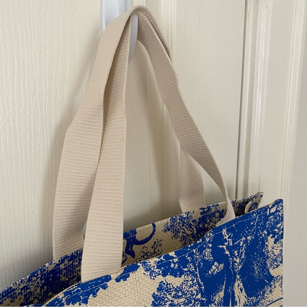 Brand New Christian Dior Blue Dioriviera Print Paper Straw Tote Bag XL size - Picture 3 of 14